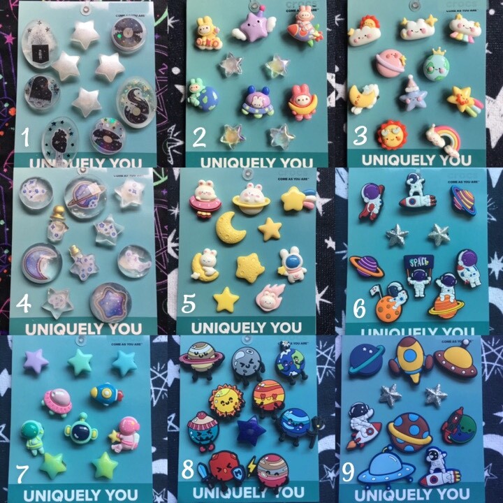 Handmade shoe charms 10 pack astronaut outer space galaxy moon