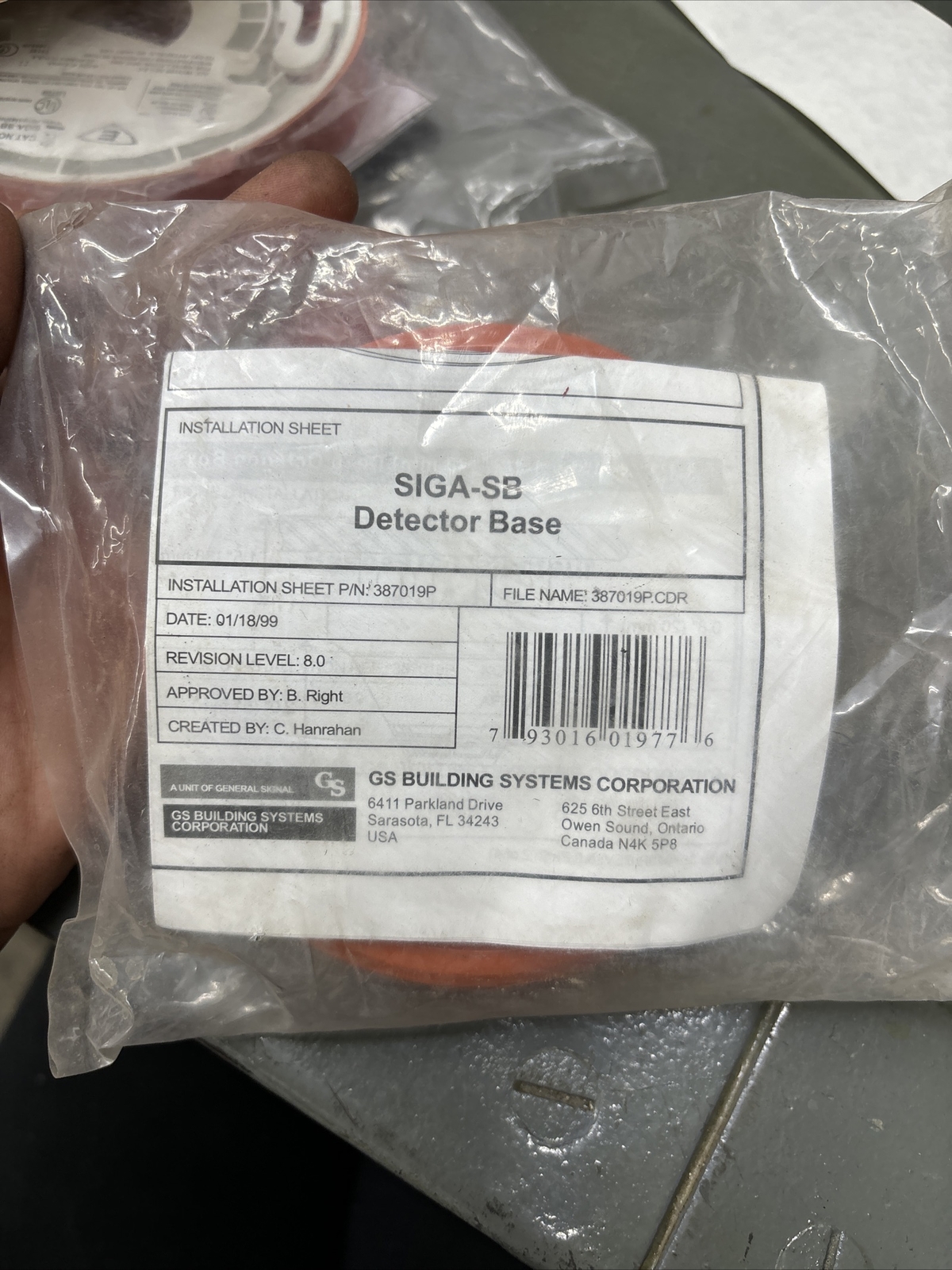 Edwards Systems Technology, SIGA-SB Detector Base, #235087P