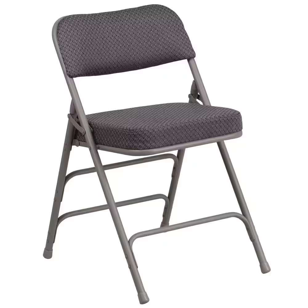 Hercules Series Premium Curved Triple Braced & Quad Hinged Gray Fabric Upholster