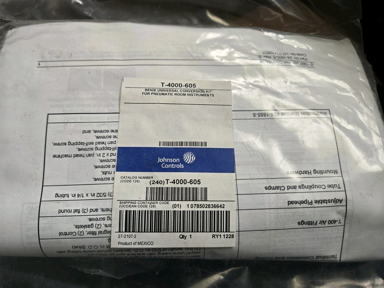 lot of 3  Johnson Controls T-4000-605  Thermostat Conversion Kit Pneumatic Beige