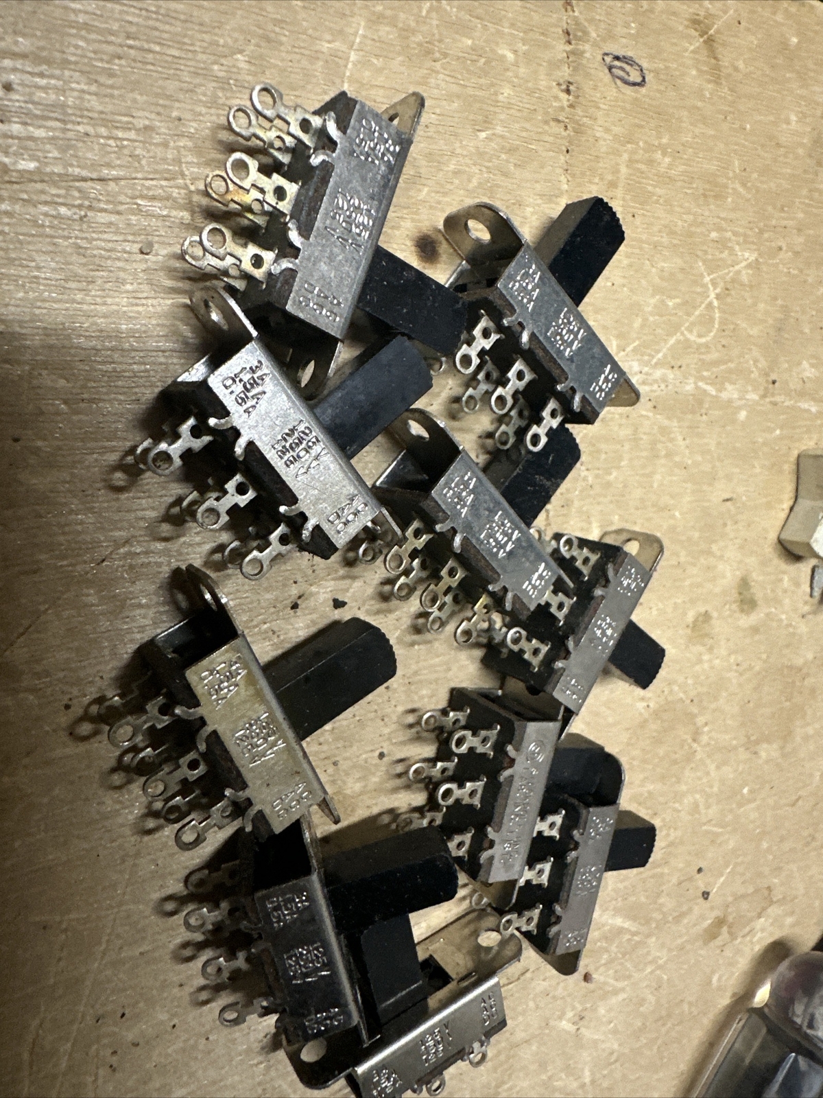 Stackpole  6 Pin Center On/Off Slide Switch 125V AC 3 Amp ~~ 10 Piece Lot
