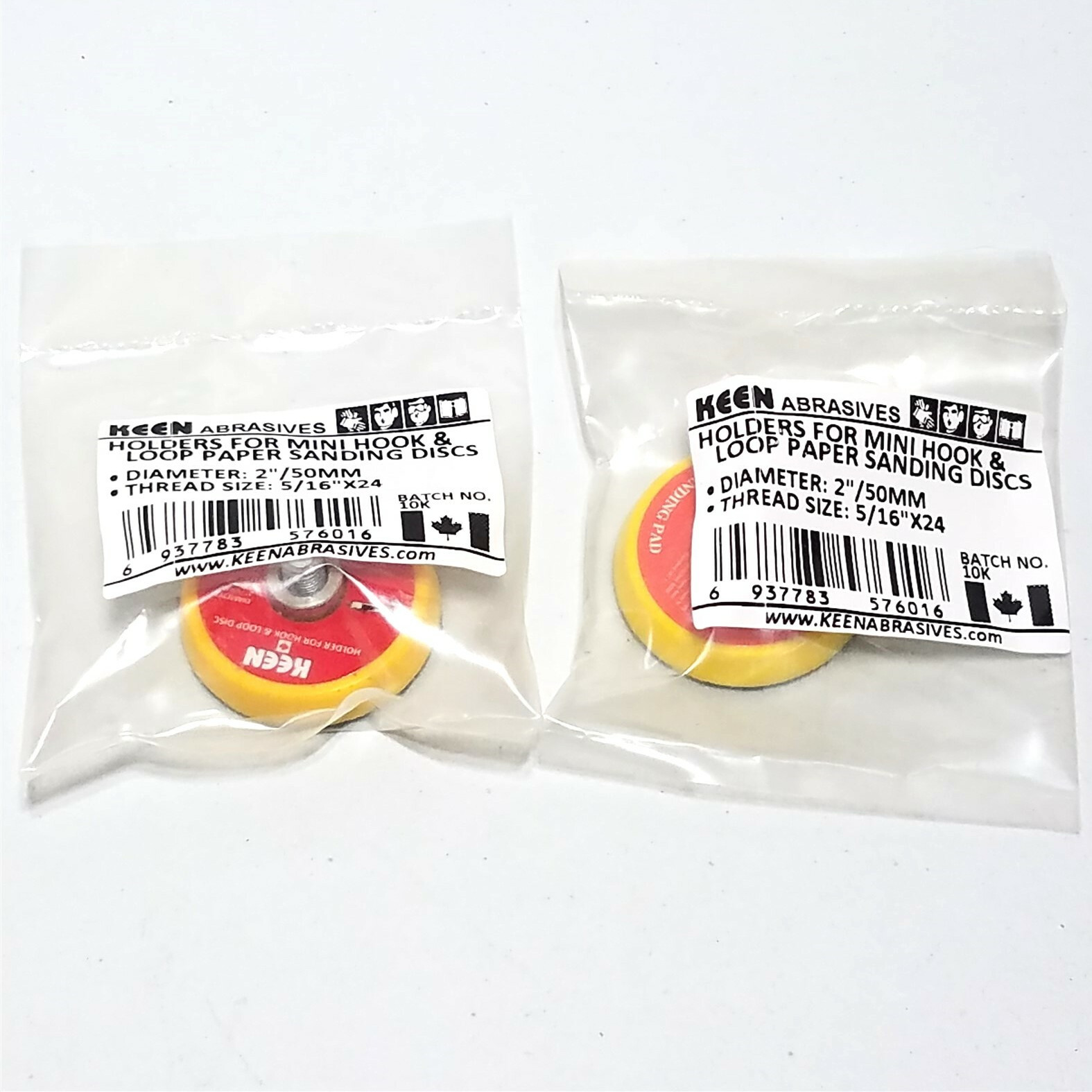 Lot of 2 Keen 2" Holder for Hook & Loop Sanding Discs Pad 5/16" x 24 Shank 76016