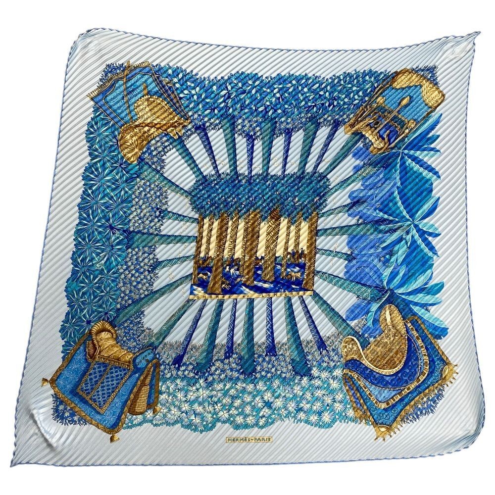 HERMES   Scarf GOMBRES ET LUMIERES Light and Shadow Pleated Scarf Pleated Carr C