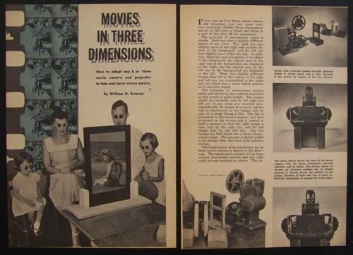 3D Adaptor for 8mm or 16mm Movie Camera & Projector 1953 How-To build article