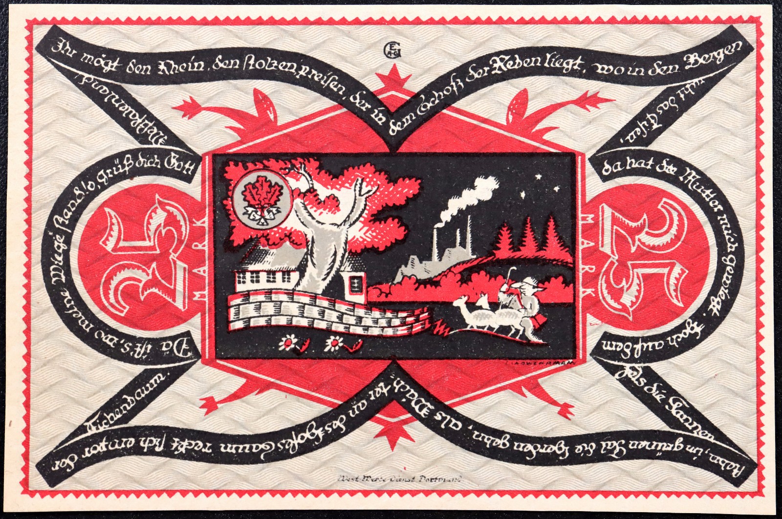 DORTMUND and HÖRDE 1922 "Reinold, Son of Aymon" Red 25 Mark German Notgeld