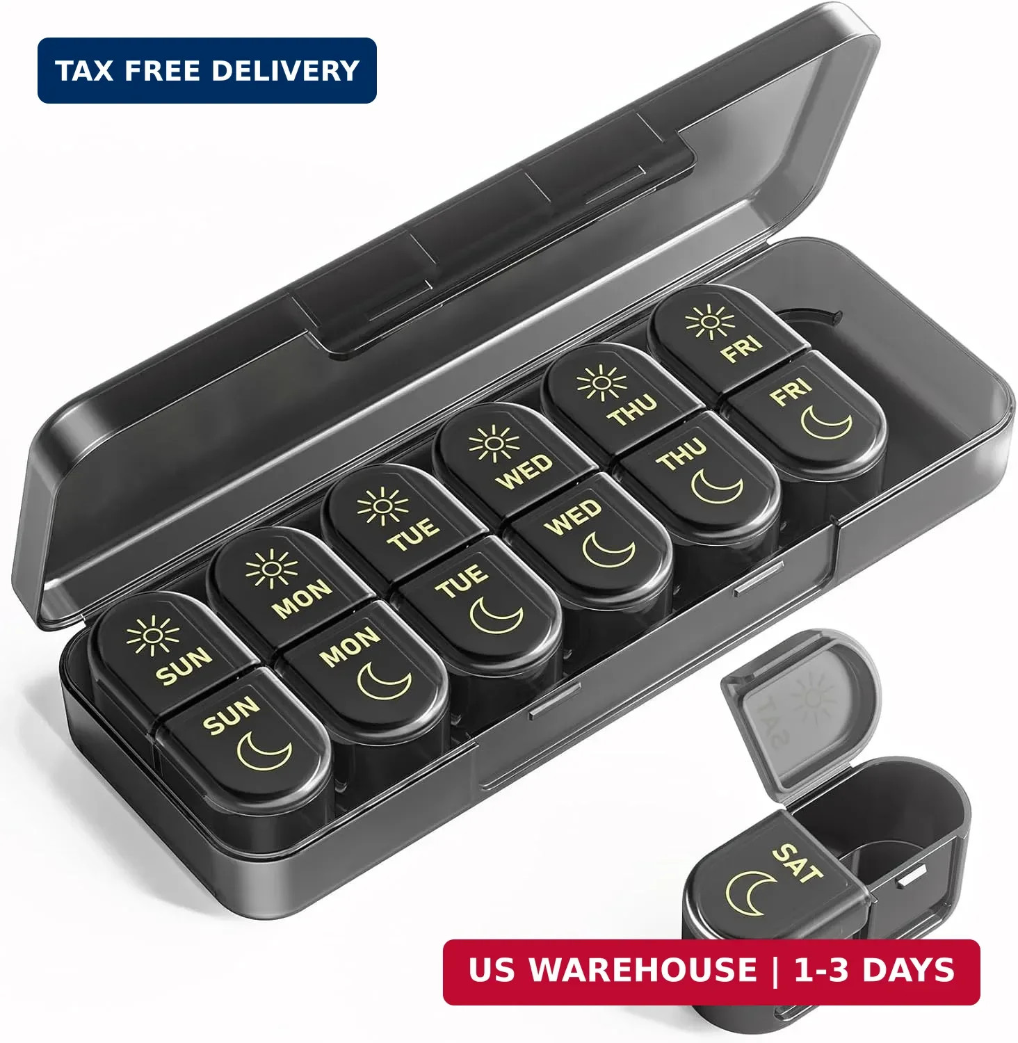 Pillex Weekly Pill Organizer 2 Times a Day, AM PM Pill Organizer 7 Day, Large Pi