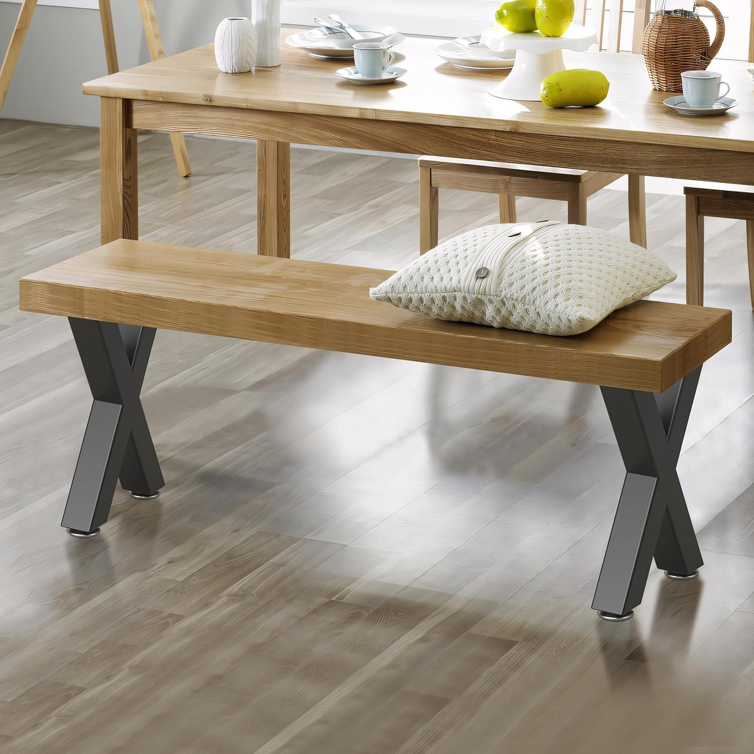 16" Metal Coffee Table Legs, Diamond Shape Bench Legs, Heavy Duty Desk Legs, Bla