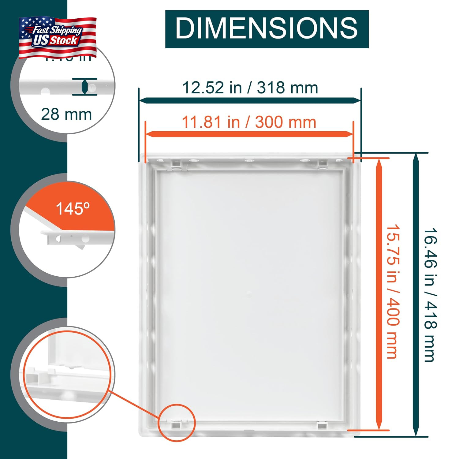 12" X 16" White ABS Plastic Plumbing Access Panel - Wall Access Panel for Drywal