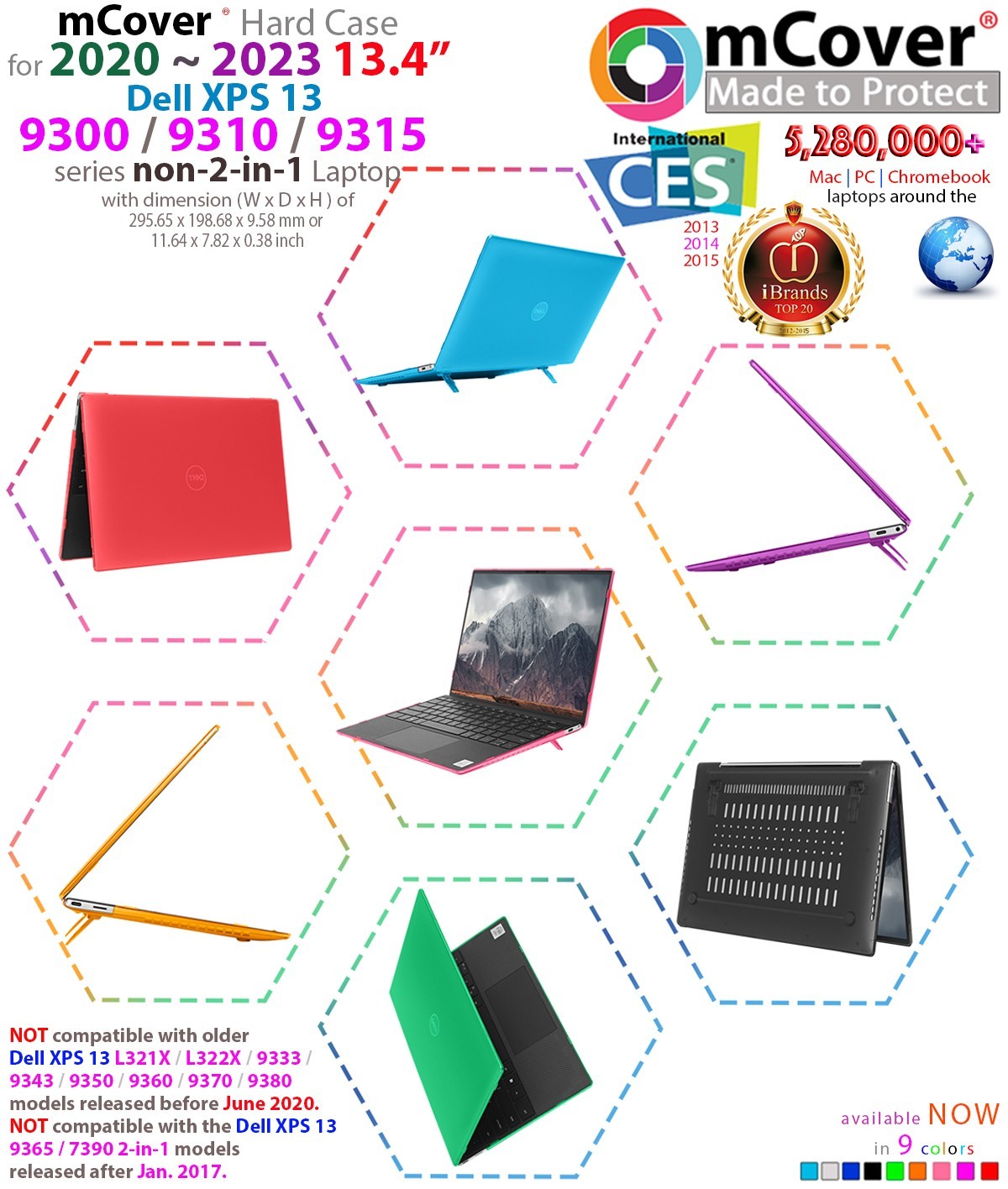 mCover® HARD Shell CASE for 13.4" Dell XPS 13 9300 9310 9315 non-2in1 computer