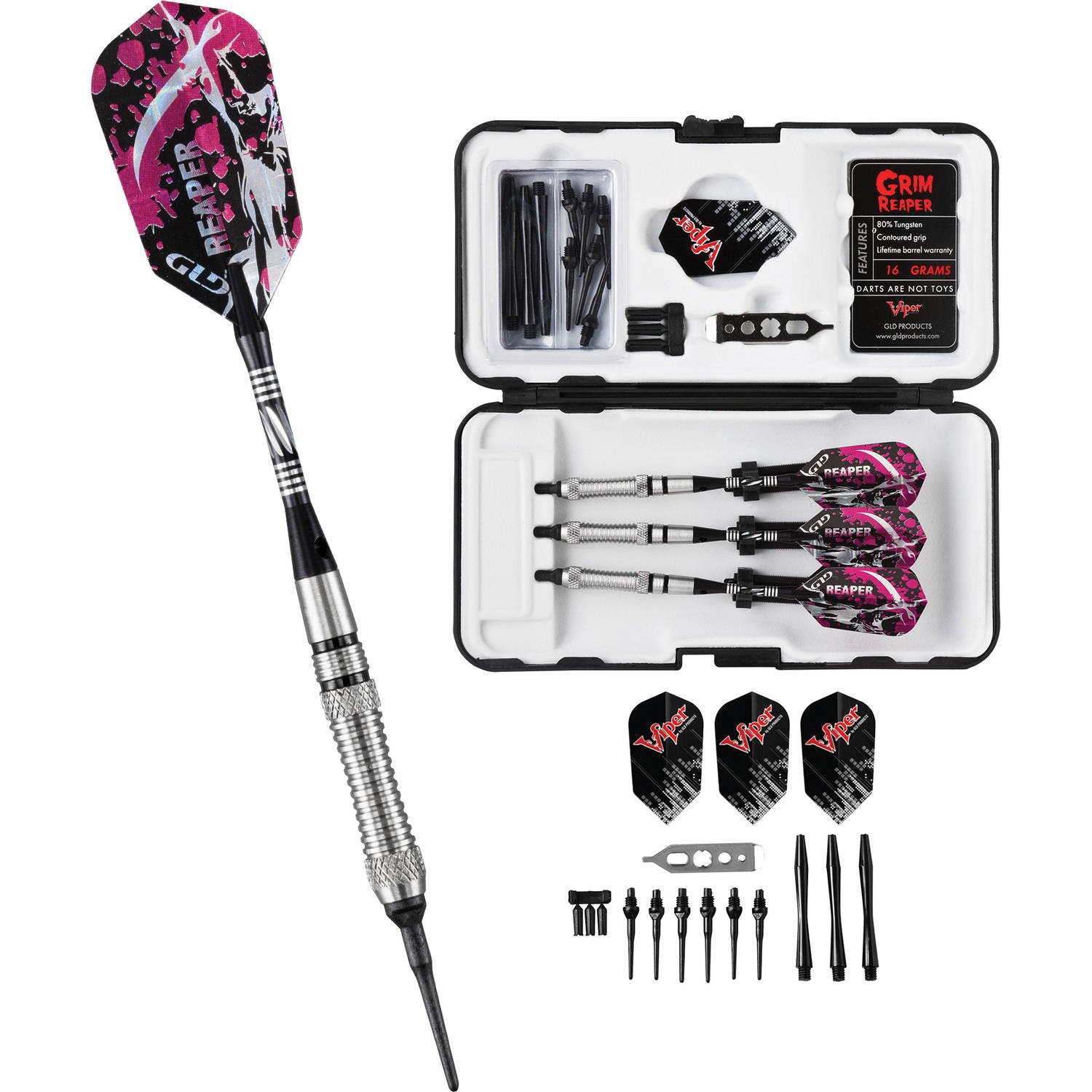 Viper Grim Reaper Tungsten Soft Tip Darts Grooved Barrel 18 Grams
