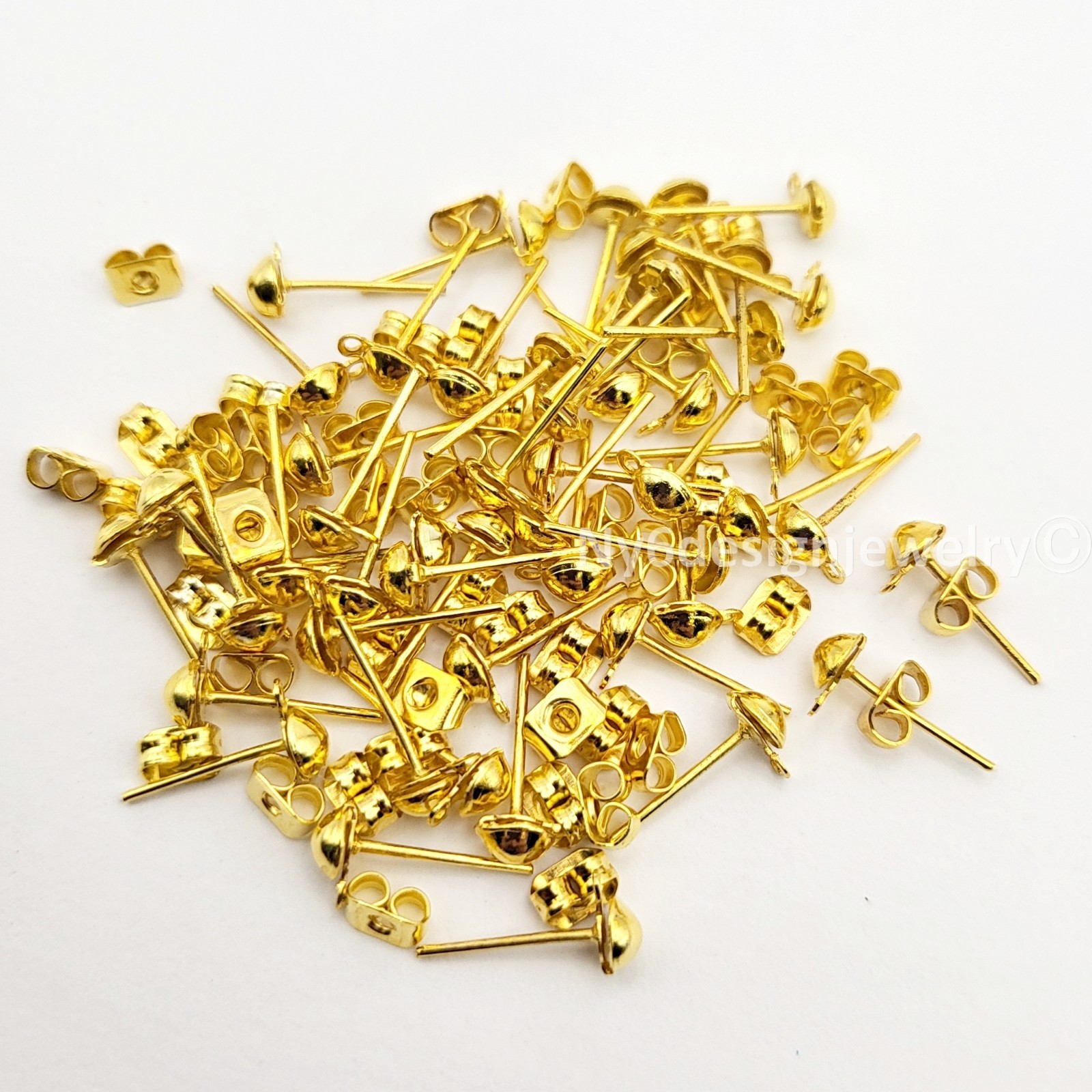 Small Round Gold Plated Stud Earrings 50 sets– Minimalist Everyday Studs