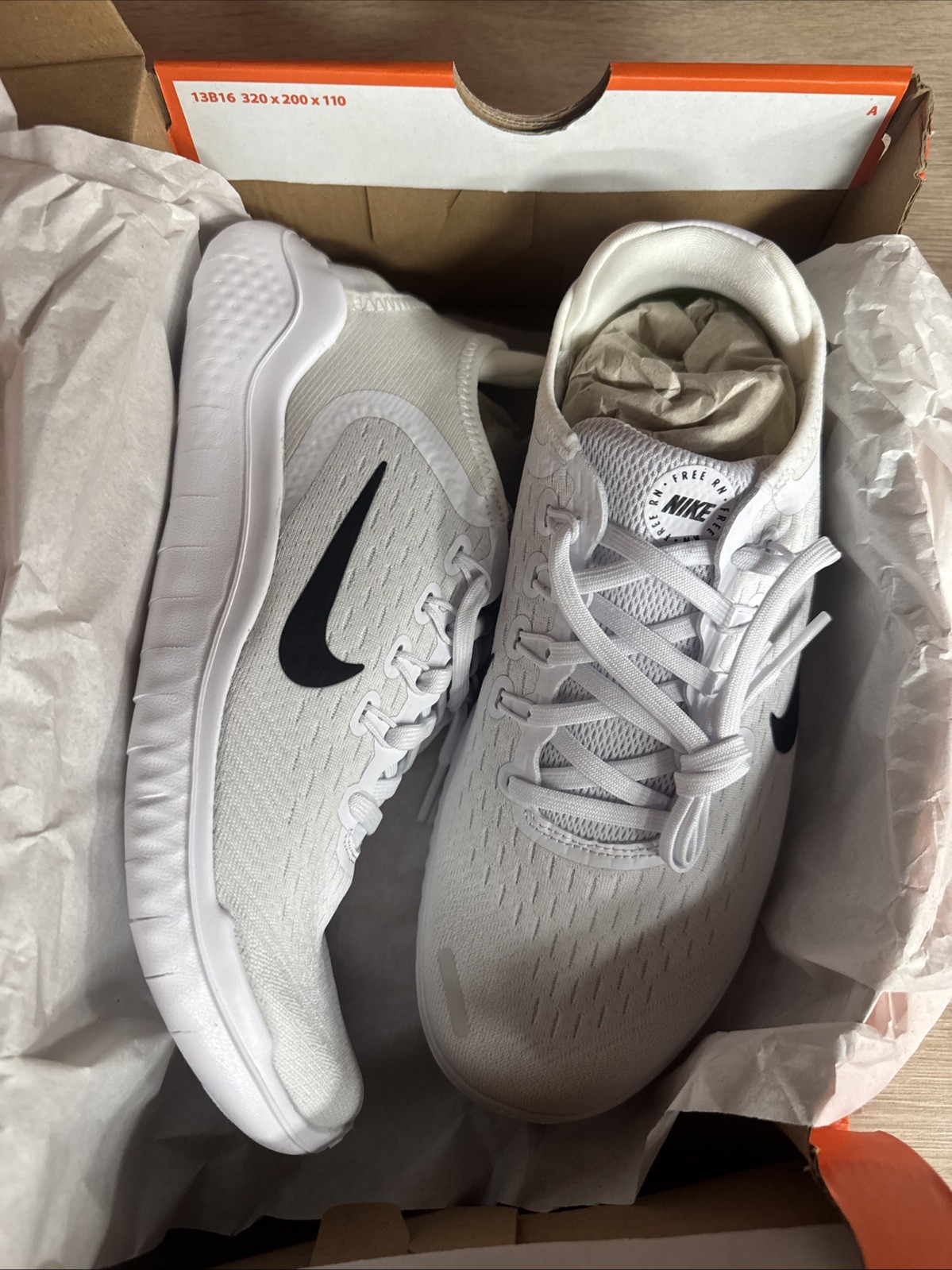 Nike Free Womens RN 2018 White Black Running Shoes 942837 100 Running Shoes 8.5