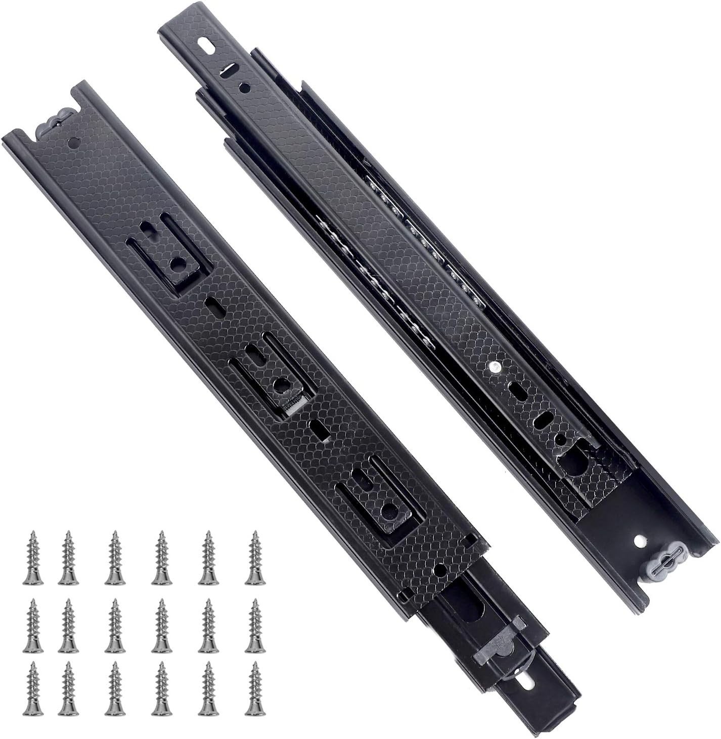 2 PCS Heavy-Duty 10 Inch Full Extension Drawer Slides - Black Steel Rails