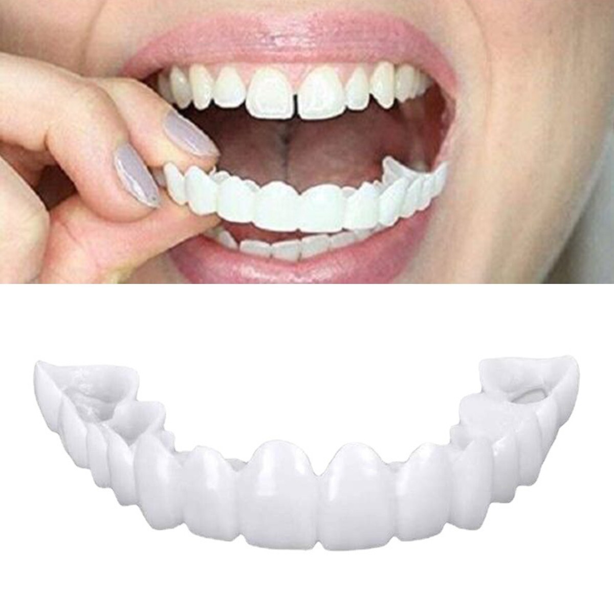 Snap On Veneers Upper & Lower Set - Instant False Teeth Covers No Adhesive