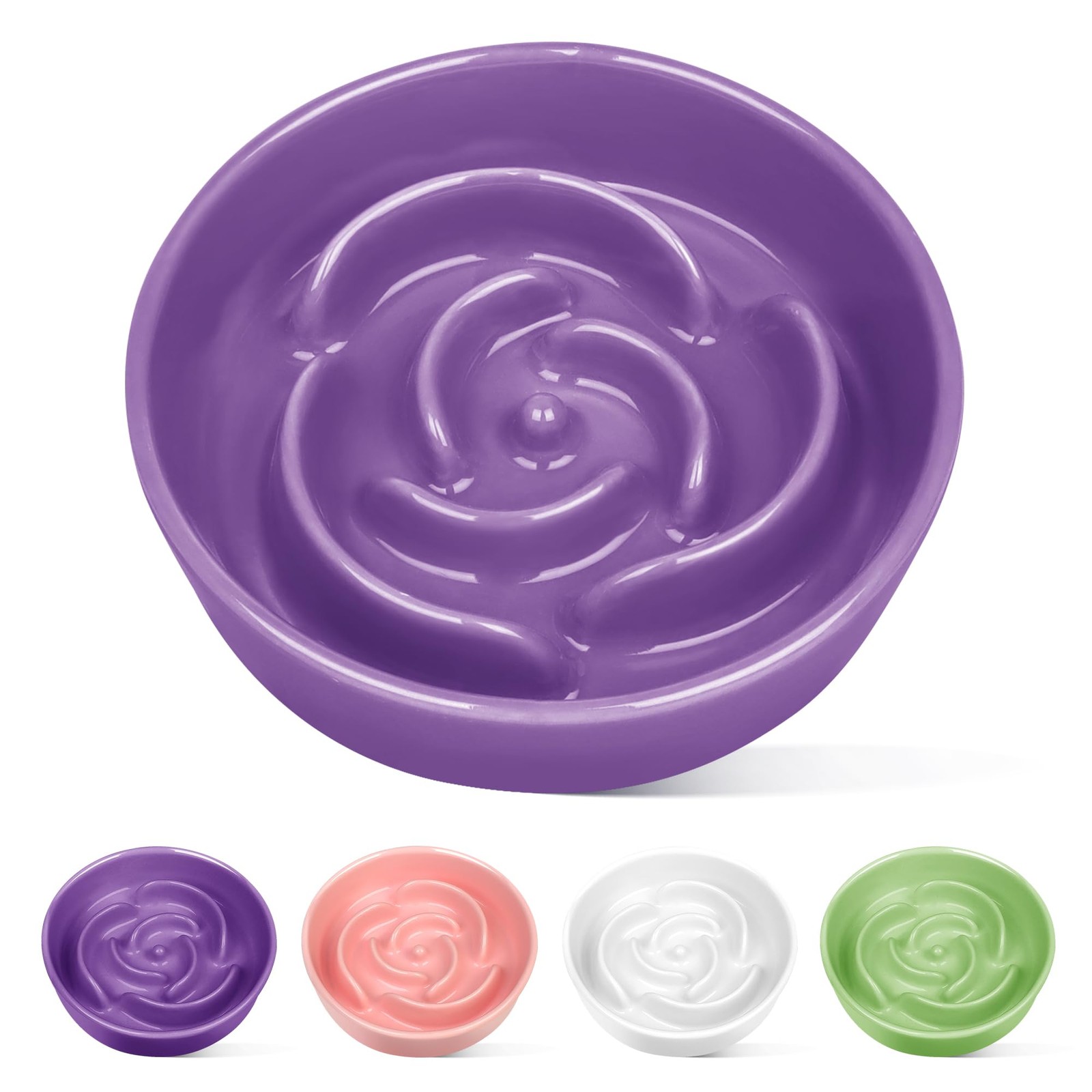 Ceramic Slow Feeder Dog Bowls Small Breed, 0.6 Cup Slow Feeder Cat Bowls for ...