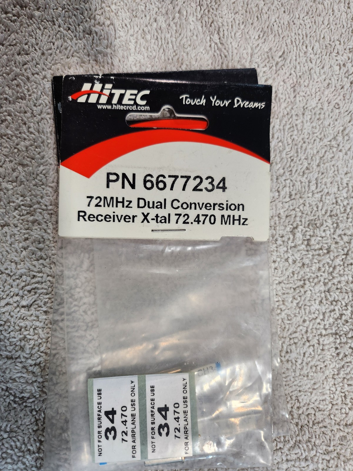 Hitec 72mhz receiver crystal FM Dual Conversion   Ch- 34