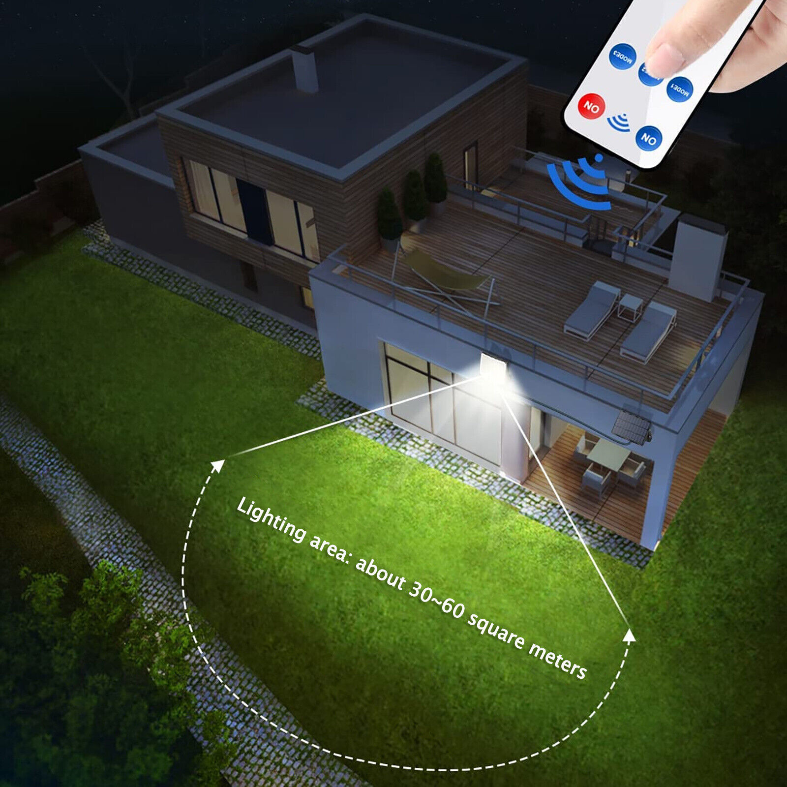 CLAONER 128 LED Solar Security Lights Motion Sensor Outdoor Separate Wall Lamp