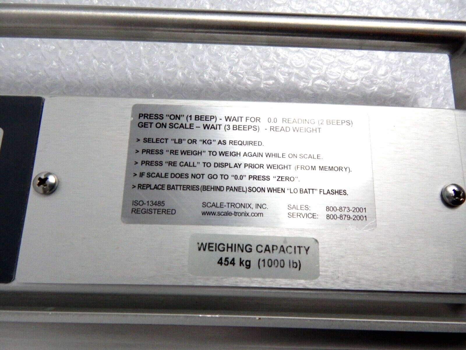 SCALE-TRONIX 180- 1000LB CAPACITY SCALE
