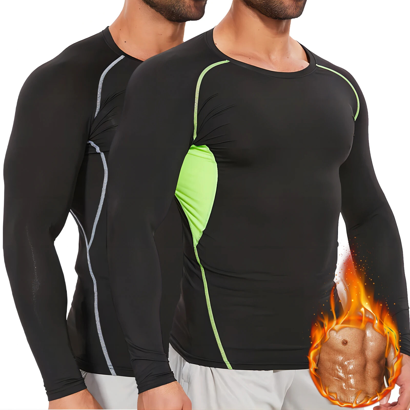Mens Compression Shirts Long Sleeve Workout Baselayer Quick Dry Athletic Sports