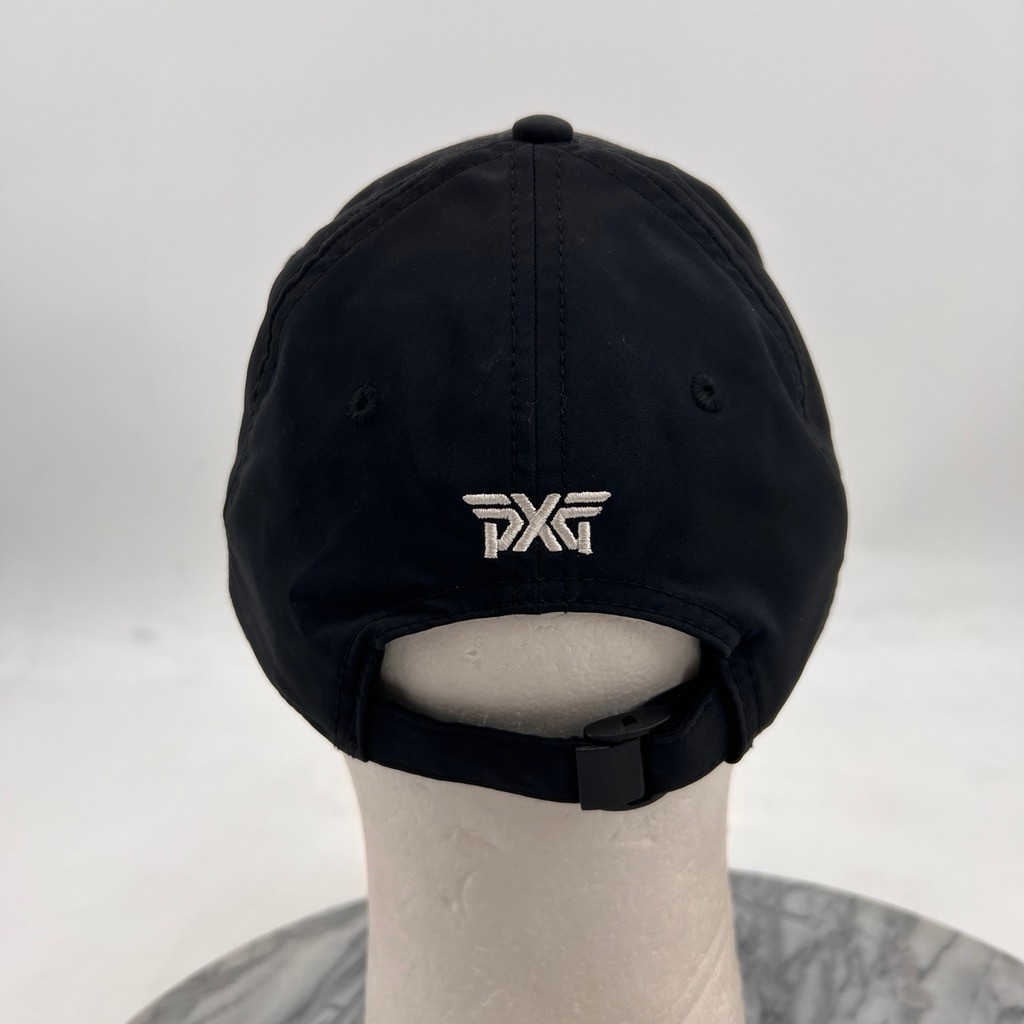 PXG Hat Mens One Size Black Strapback Adjustable Stretch Embossed Logo Golf Cap