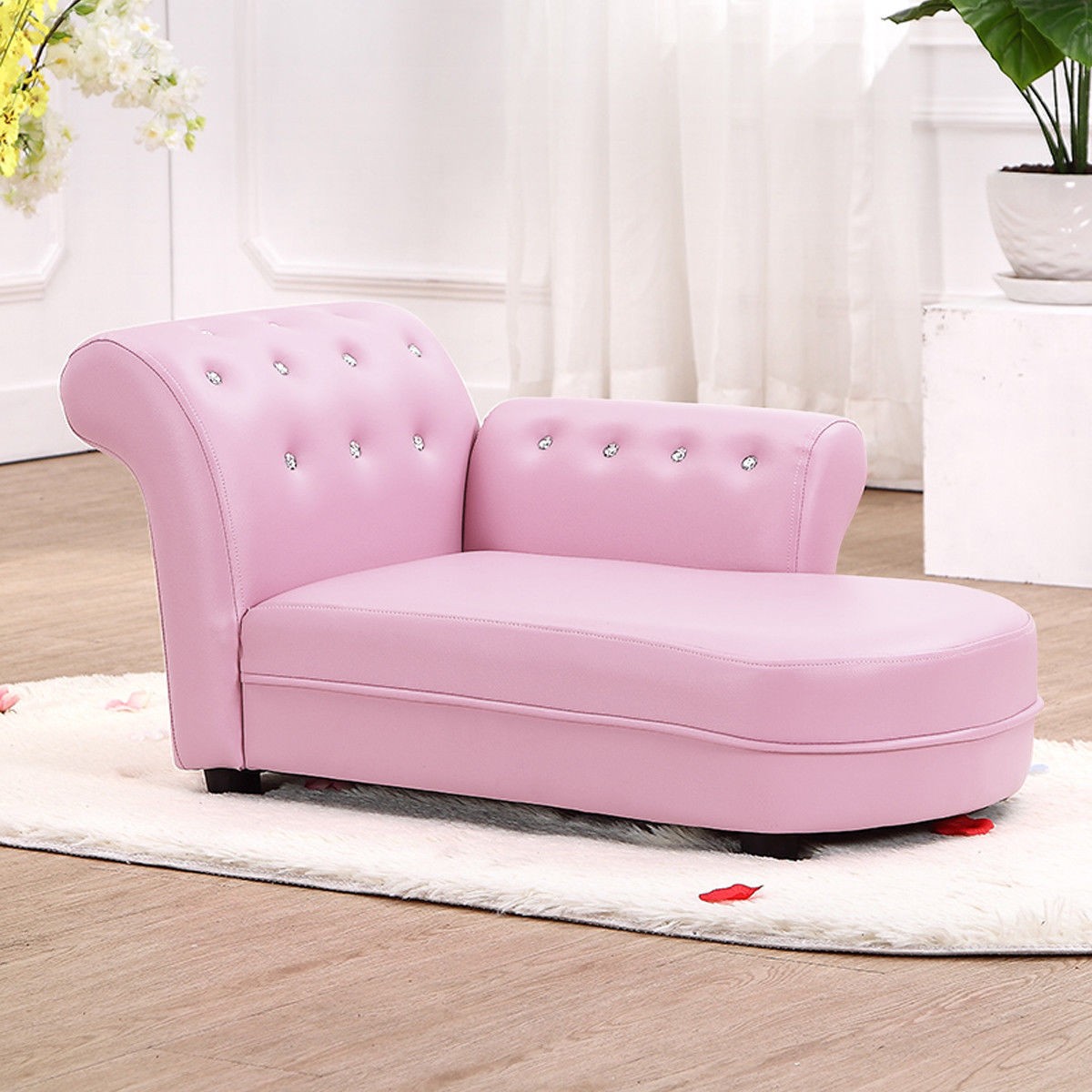 Kids Sofa Relax Couch Chaise Lounge Armrest Chair Bedroom Living Room Pink
