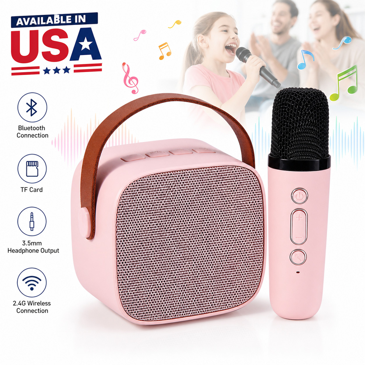 Mini Karaoke Machine Wireless Microphone  Portable Bluetooth Speaker Kids Gifts