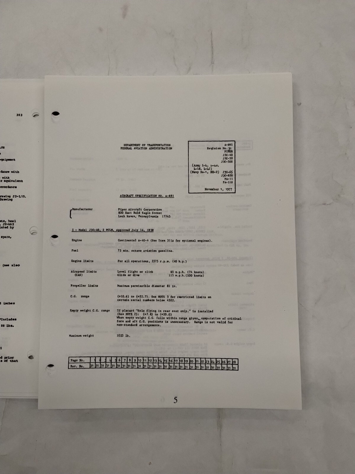 Piper Aircraft Type Specifications Manual-Copy