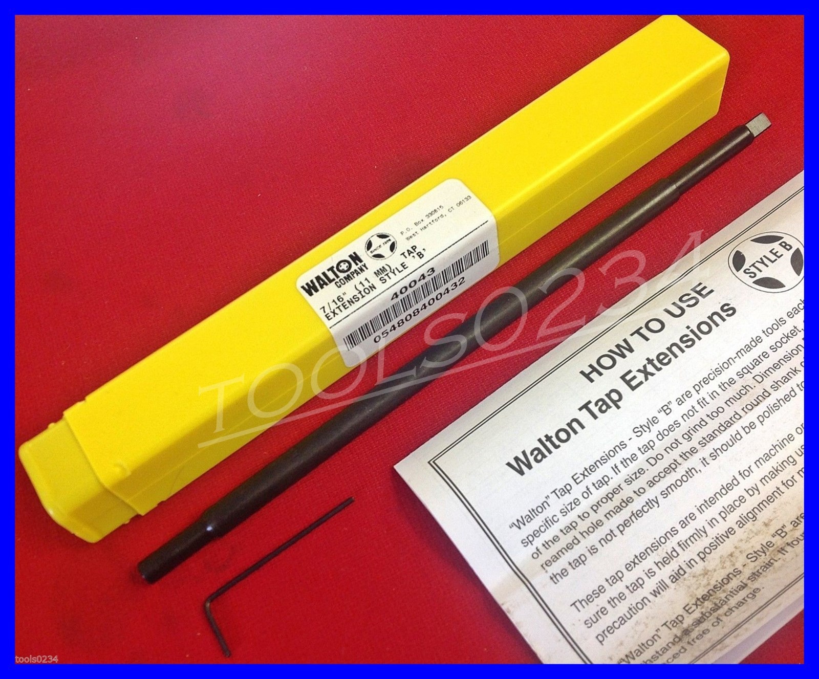 40043 Walton 7/16" 11mm Tap Extension  Machine & Hand USA Style B
