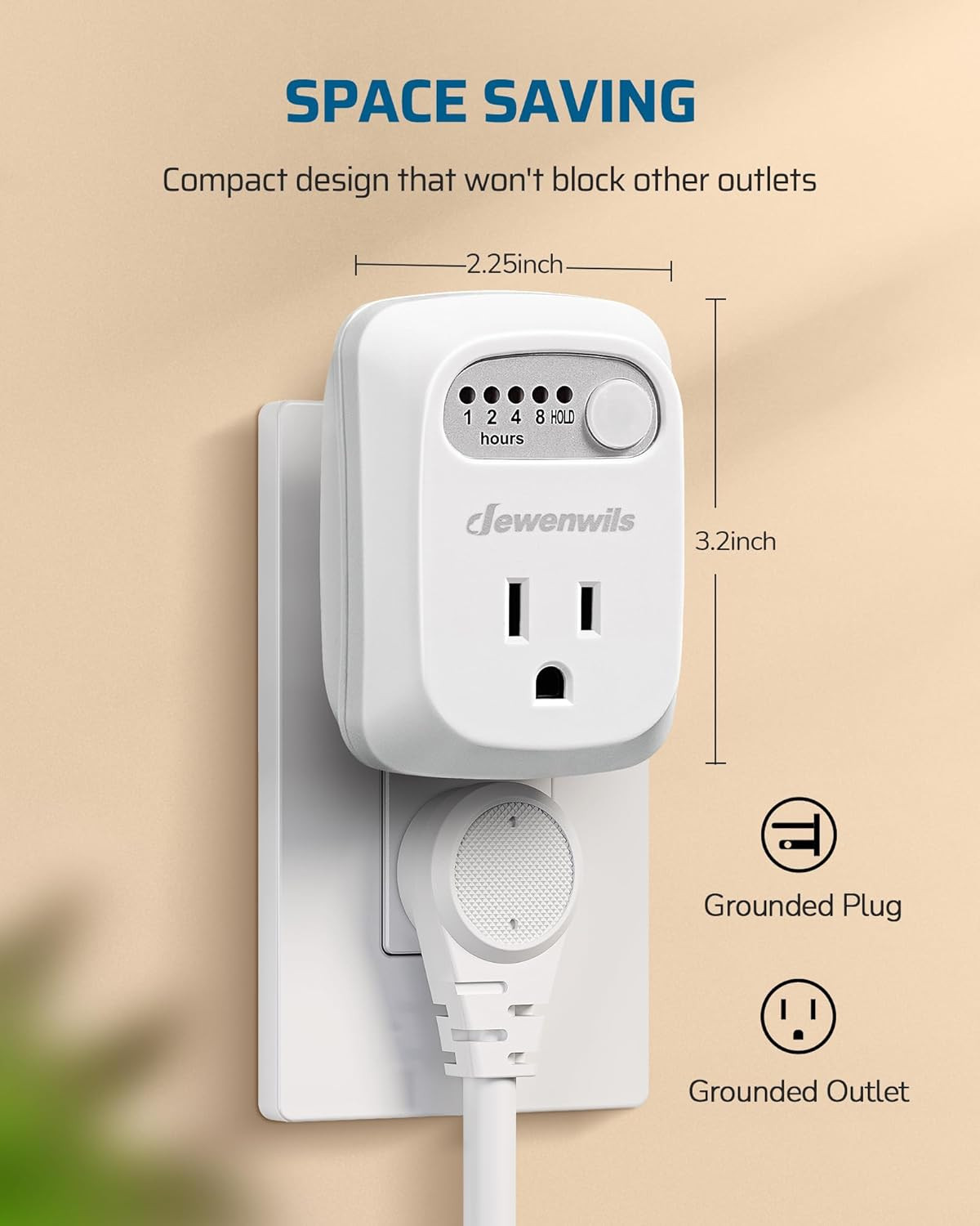 DEWENWILS Countdown Timer Outlet Auto Shut Off 15A 1000W 2-Pack UL Listed