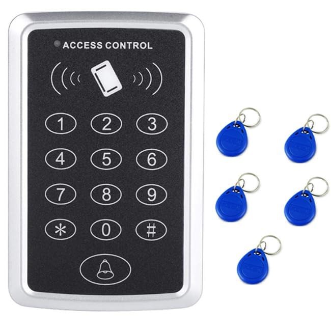 Door Access Control Keypad Stand-Alone Password RFID Reader with 5 Keyfobs