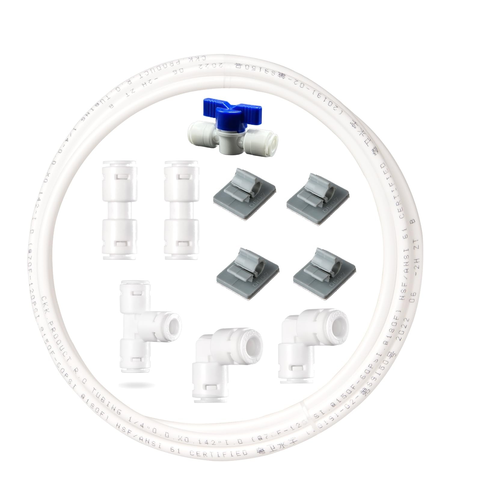 1/4" RO Water Line 20FT with Fittings for Water Purifier