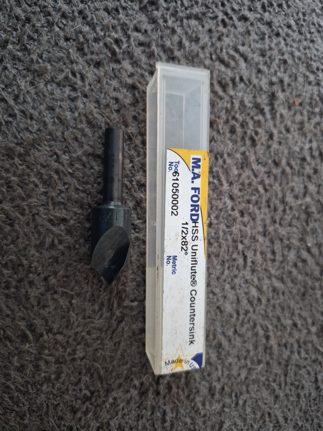 MA Ford HSS Countersink: 1/2" Head Diam, 1/4" Shank, 1 Flute 82°Nose 61050002(A)
