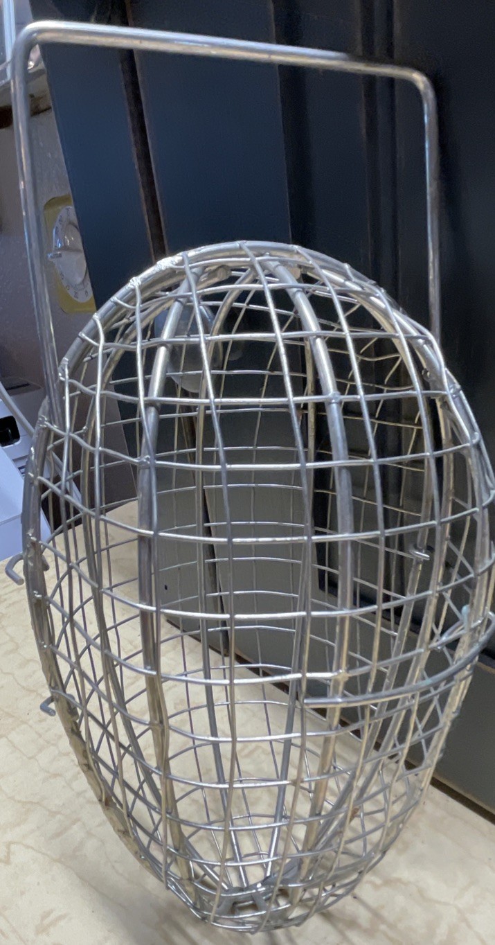 Vintage Wire Egg Shaped Hanging Cage Opens & Latches 7” X 4”