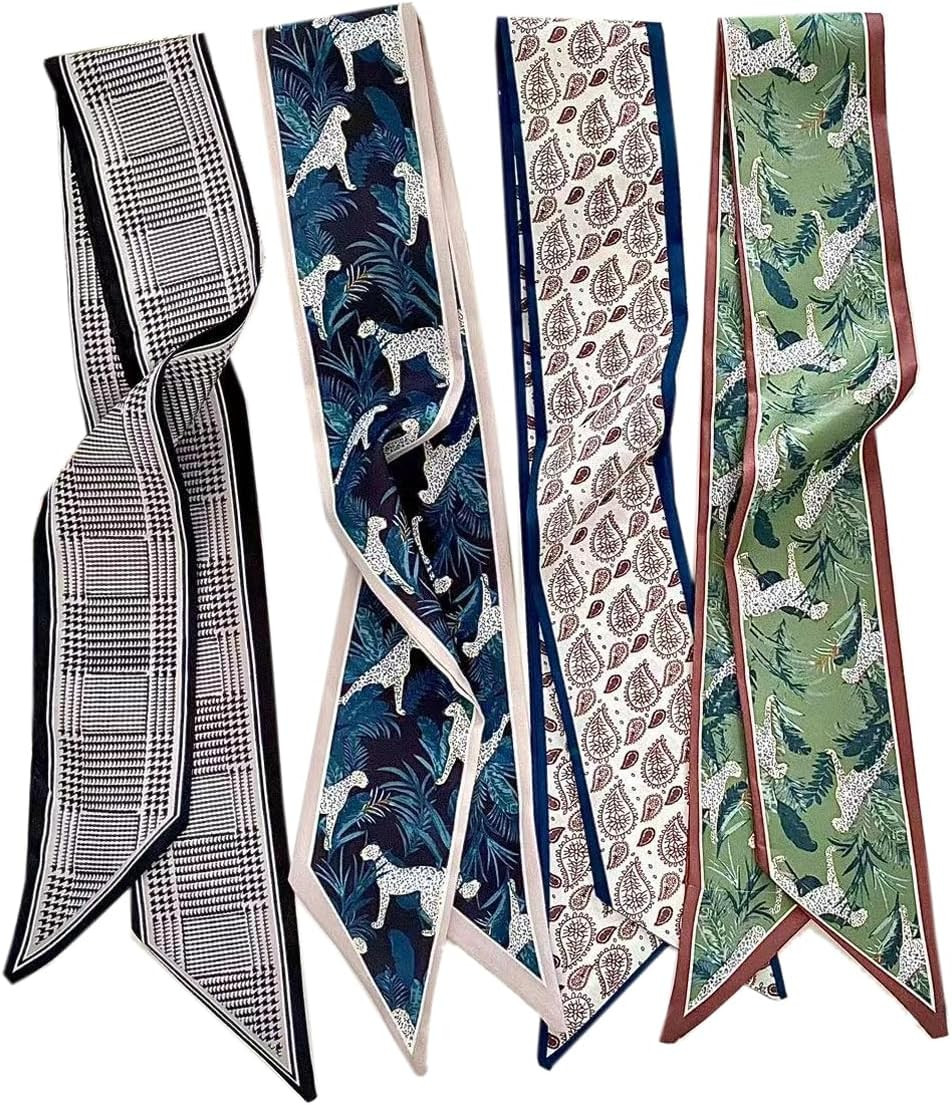 4 Packs Purse Scarf for Handbags Silk Head Handle Ribbon Scarfs for Hair Fashion