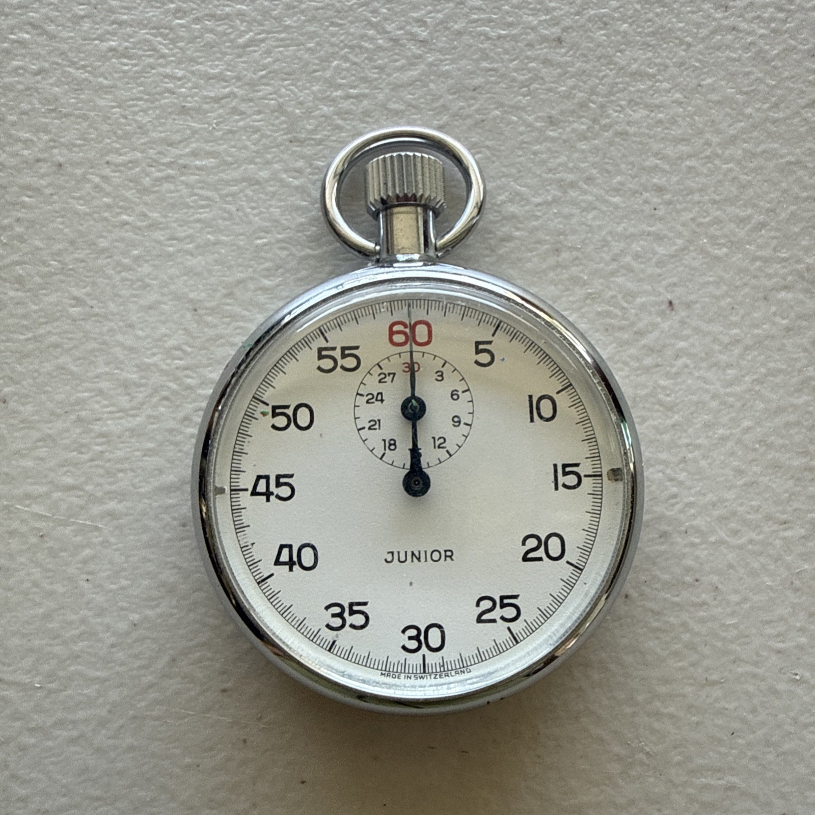 Vtg JUNIOR Swiss Made Pocket Timer Stop Watch **READ