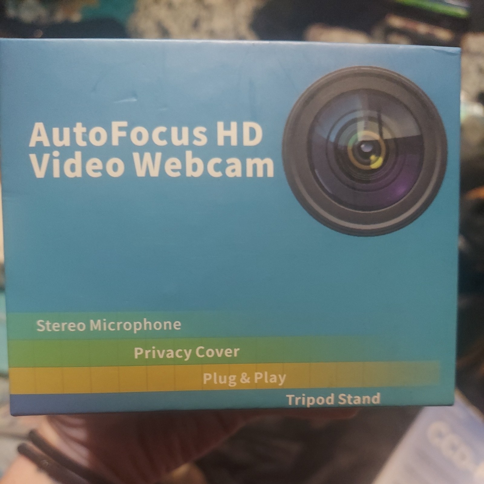 AutoFocus HD 1080P Webcam Stereo Mic Privacy Cover Plug & Play Tripod New in Box