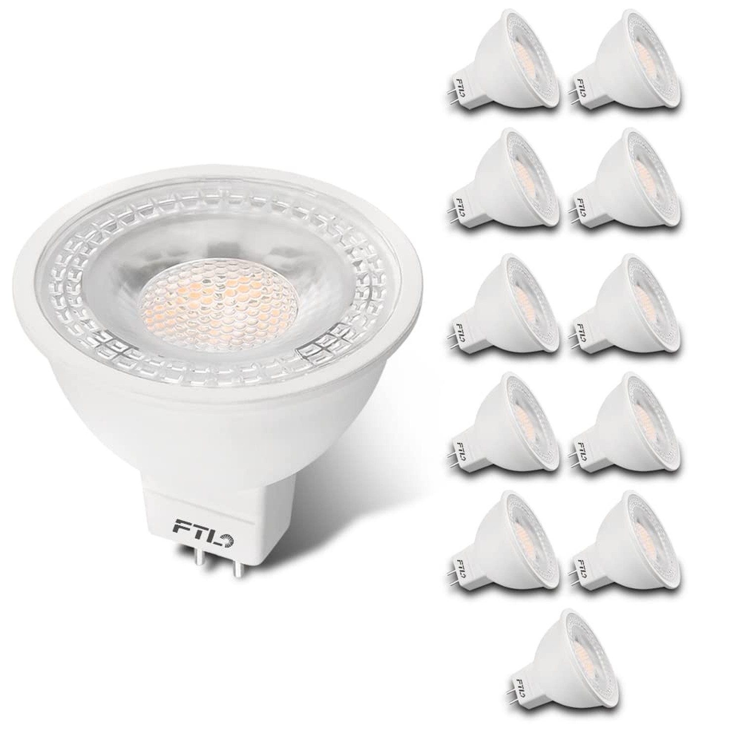 FTL 12-Pack MR16 LED Bulb 5000K Daylight White GU5.3 12V 50W Haloge... Fast Ship