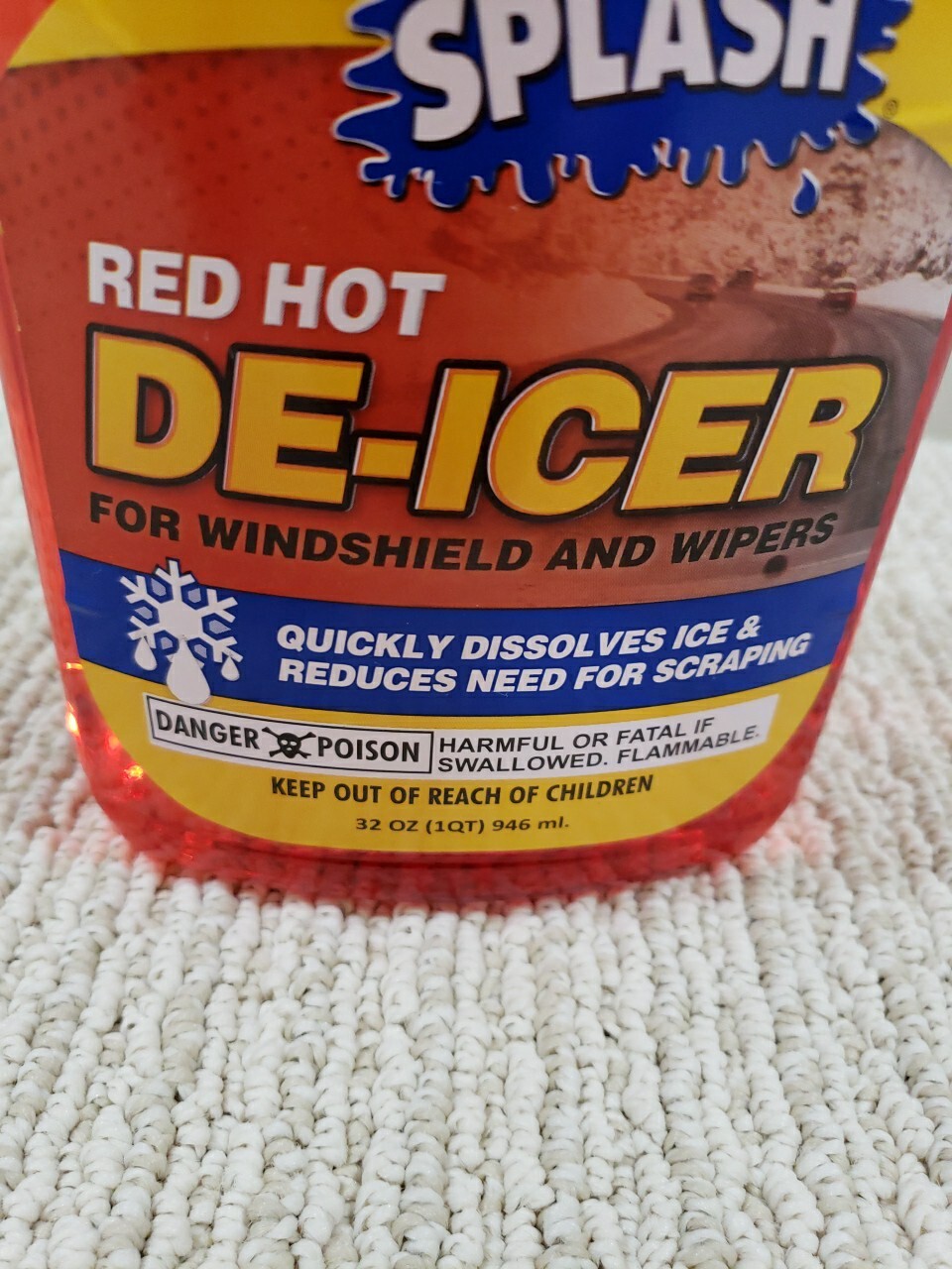 SPLASH Red Hot De-icer Windshield Trigger Spray 32 Ounces, New. Melts Ice Safely