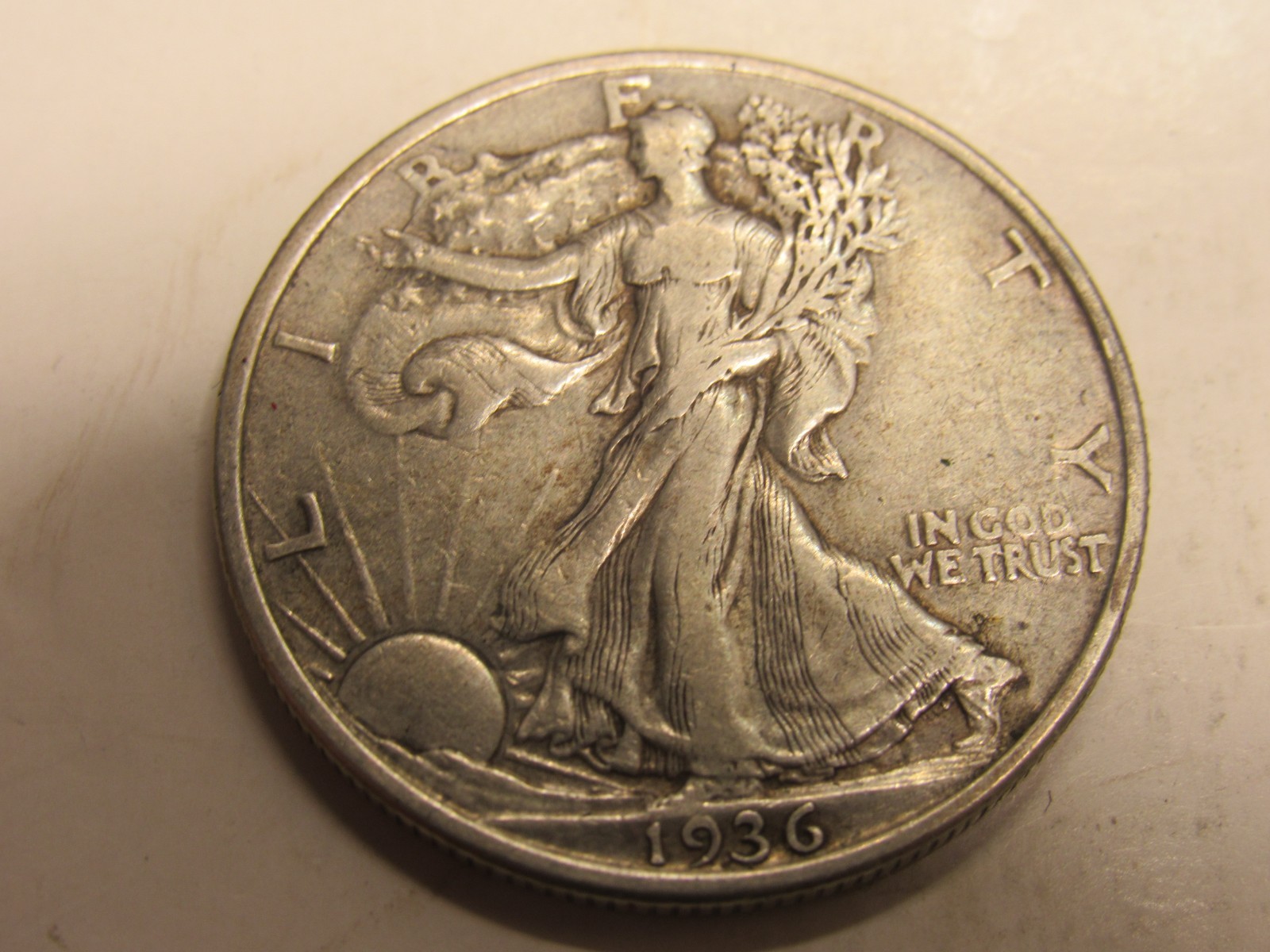 UNITED STATES 1936 WALKING LIBERTY SILVER HALF DOLLAR AU CONDITION *