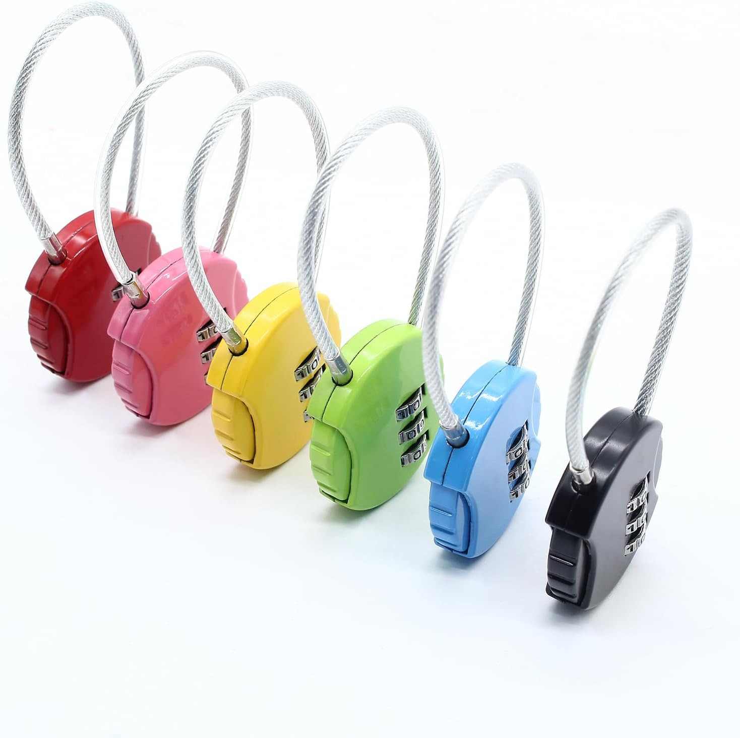8PCS 3 Digit Combination Lock for Locker, Small Cable Locks with Combination, Lo