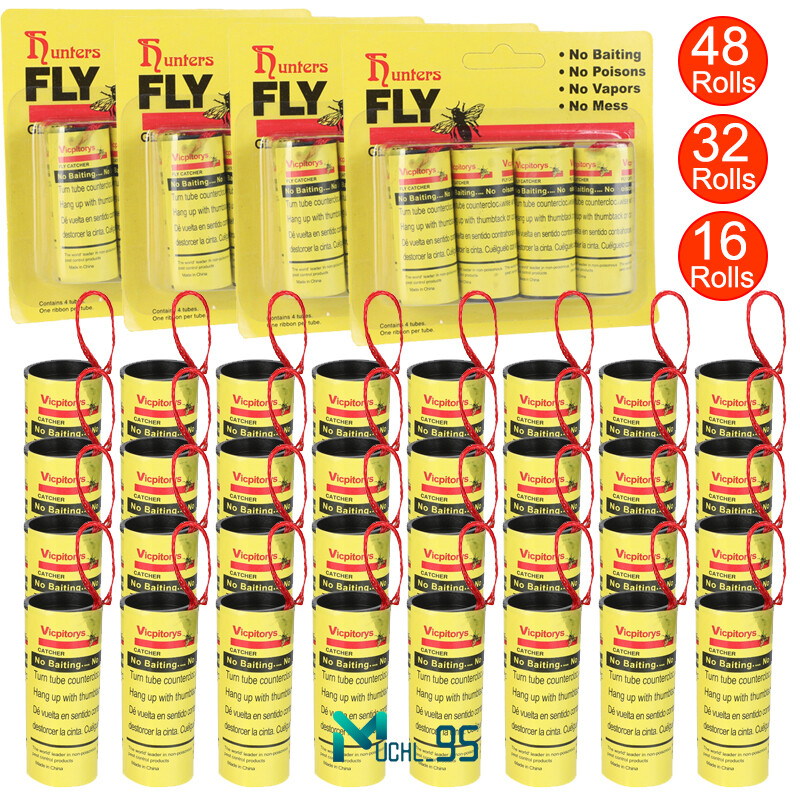 lot Rolls Insect Bug Fly Glue Paper Catcher Sticky Flies Trap Ribbon Tape Strip
