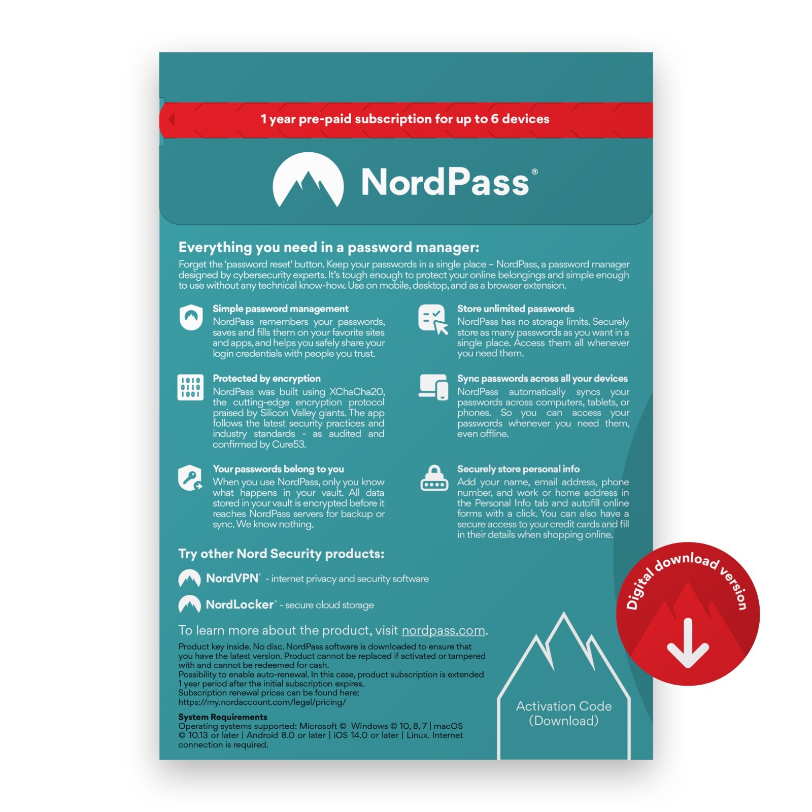 NordPass Premium - 1-Year Password Manager Subscription