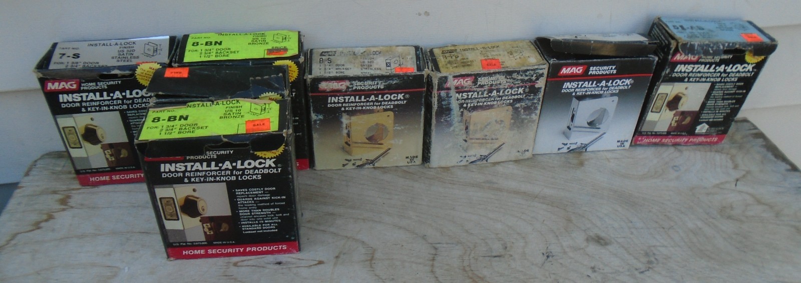 7x LOT MAG Install A Lock Door Reinforcer Satin Brass Stainless Steel Deadbolt