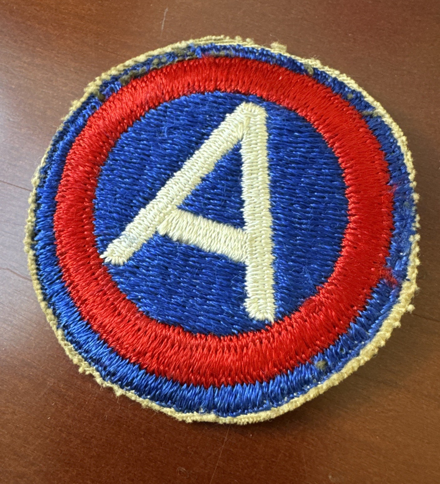 World War II Round US 3RD Army Central Command Insignia Sleeve Patch RARE