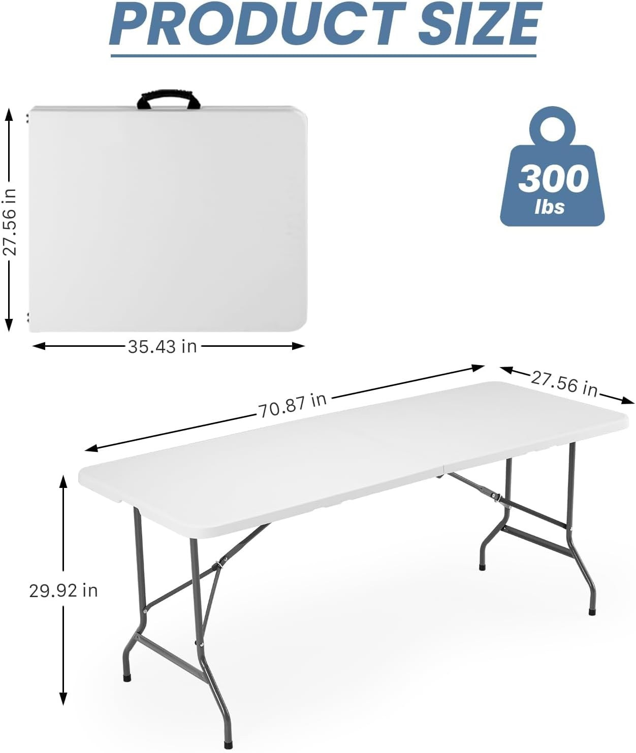 6 FT Folding Picnic Table Simple to Fold and Keep, 3.8 FT Foldable Table for