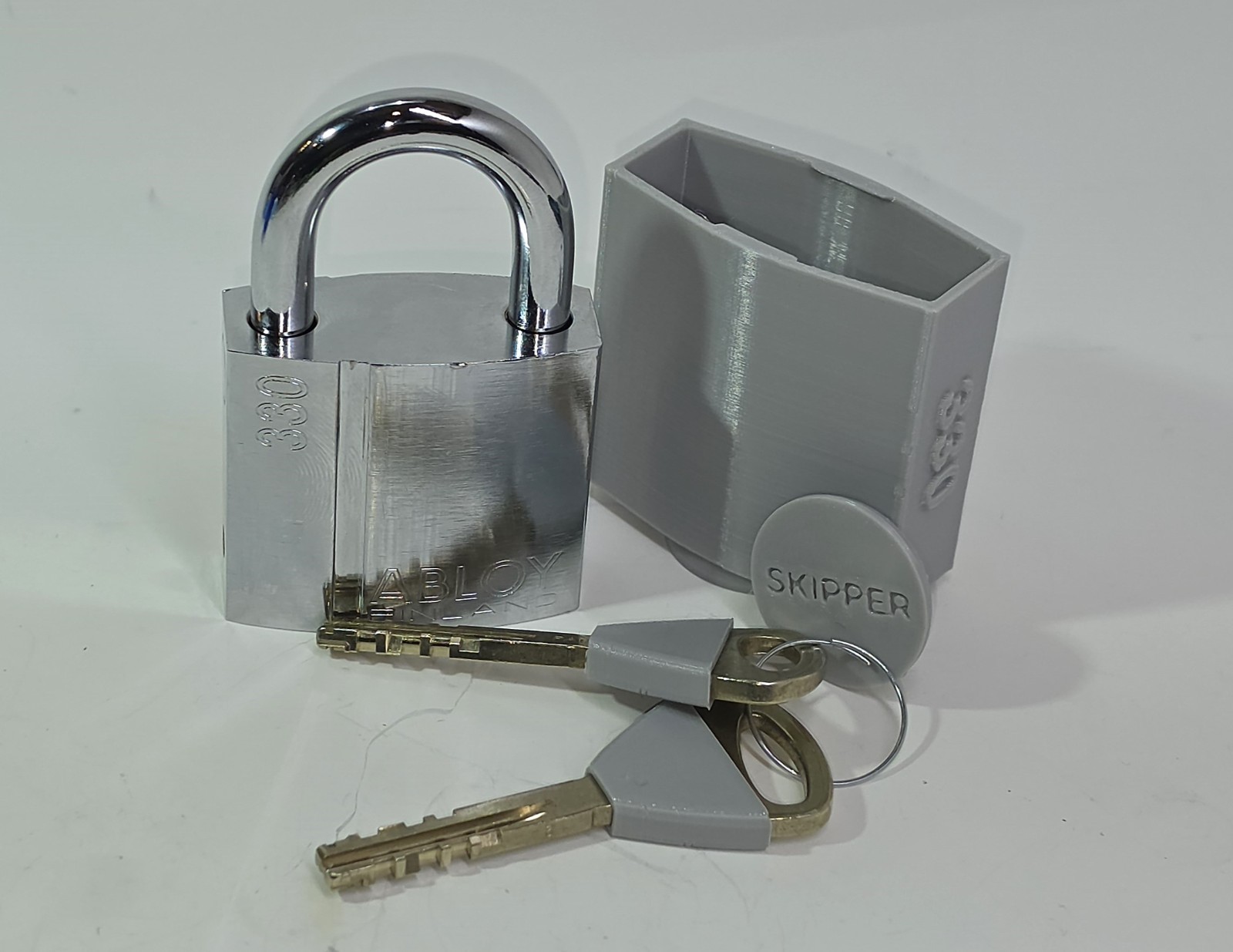 Abloy PL330B Padlock + Custom PETG Weatherproof Cover - Keyhole Dirt/Ice Shield