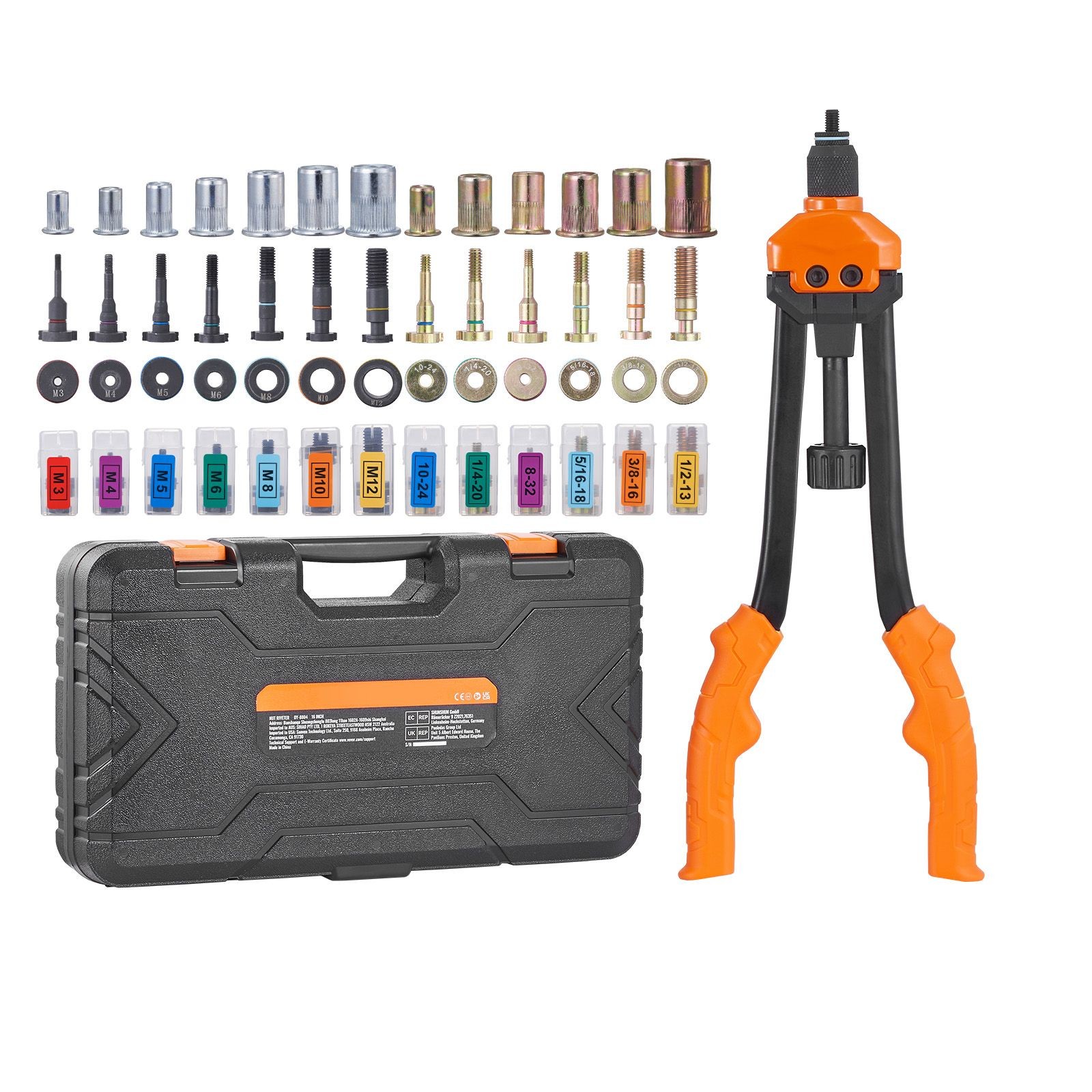 16in Rivet Nut Tool 13 Mandrels 186 Rivet Nuts Quick De-Rivet