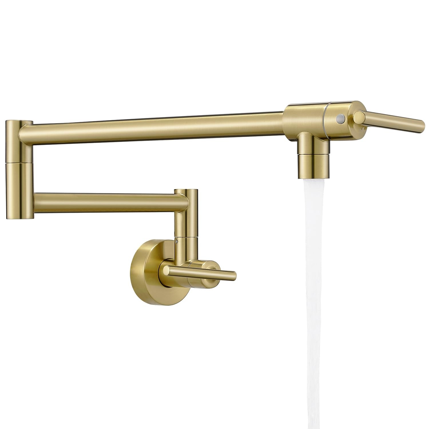 Brushed Gold Pot Filler, Pot Filler Faucet Wall Mount, Brass Folding Stretcha...