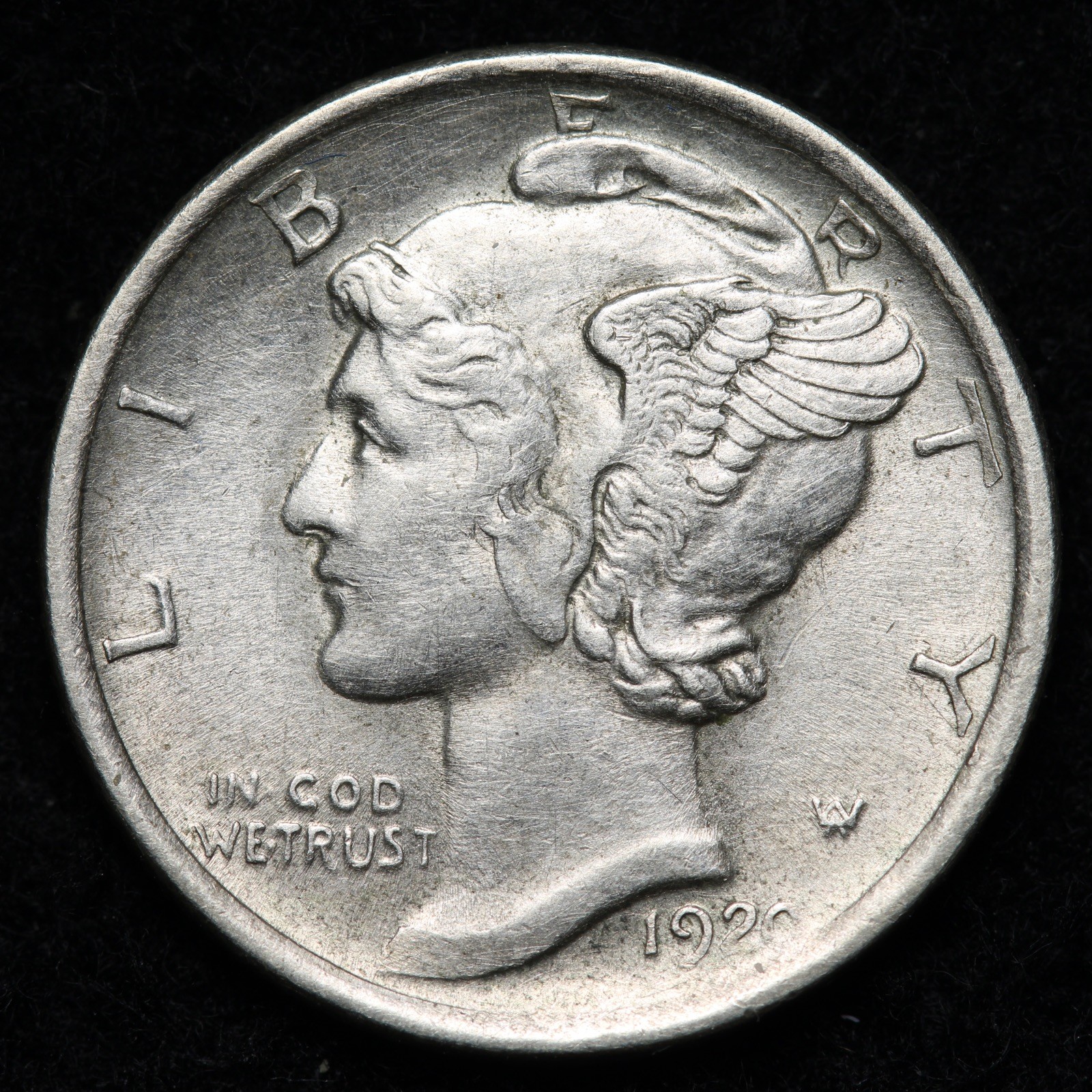 1920-D Mercury Silver Dime AU++ E212 DITEM