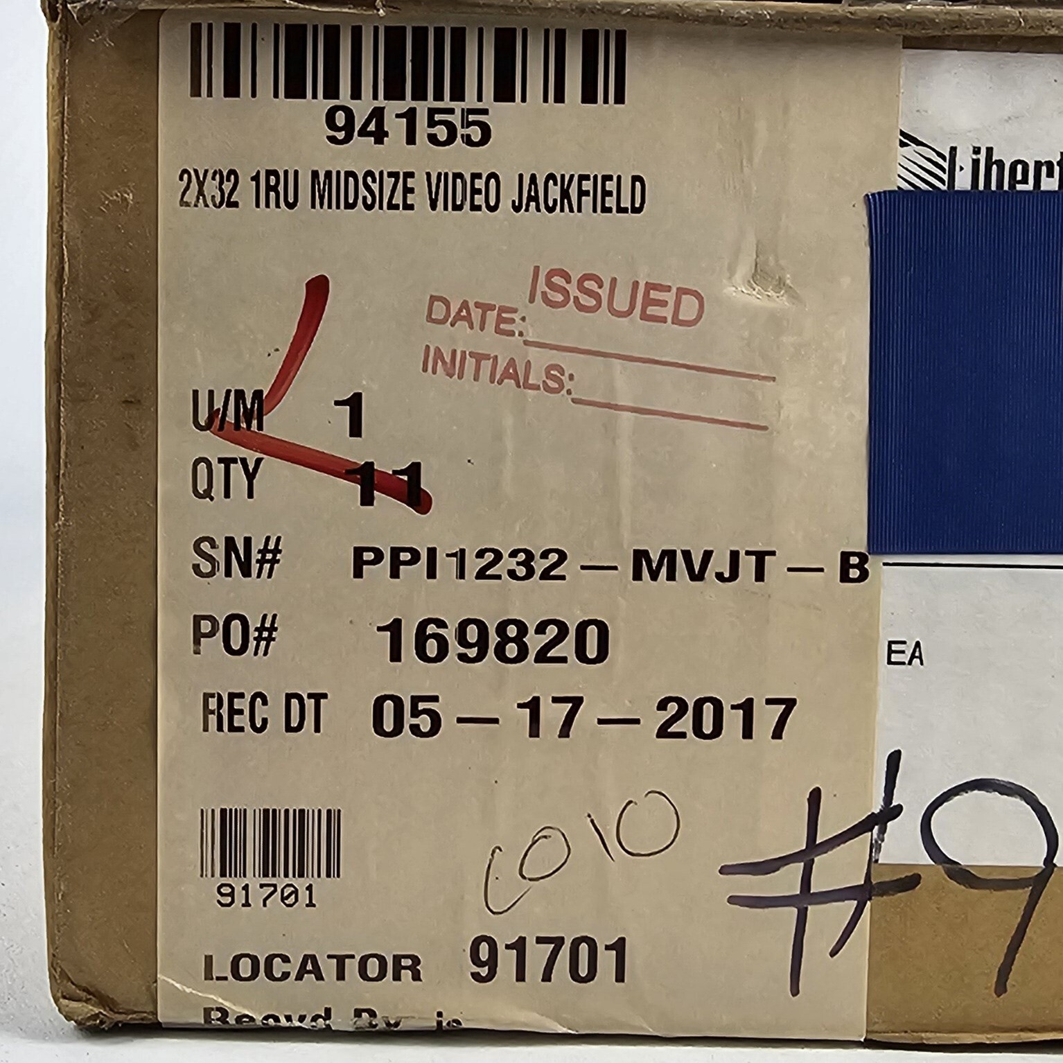NEW ADC/Commscope 1RU 2x32 Midsize Video Normalled Patch Bay, PP11232-MVJT-BK
